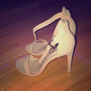 Nude peep toe heels